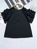 Cold Shoulder Ruffle Sleeve T-shirt (2)