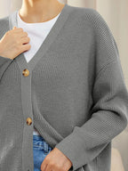 Button Down V-neck Long Sleeve Cardigan (13)