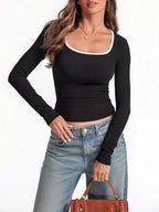 Scoop Neck Long Sleeve T-shirt (11)