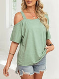 Asymmetrical Neck Half Sleeve T-shirt (4)