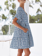 Polka Dot V-neck Short Sleeve Mini Dress (6)