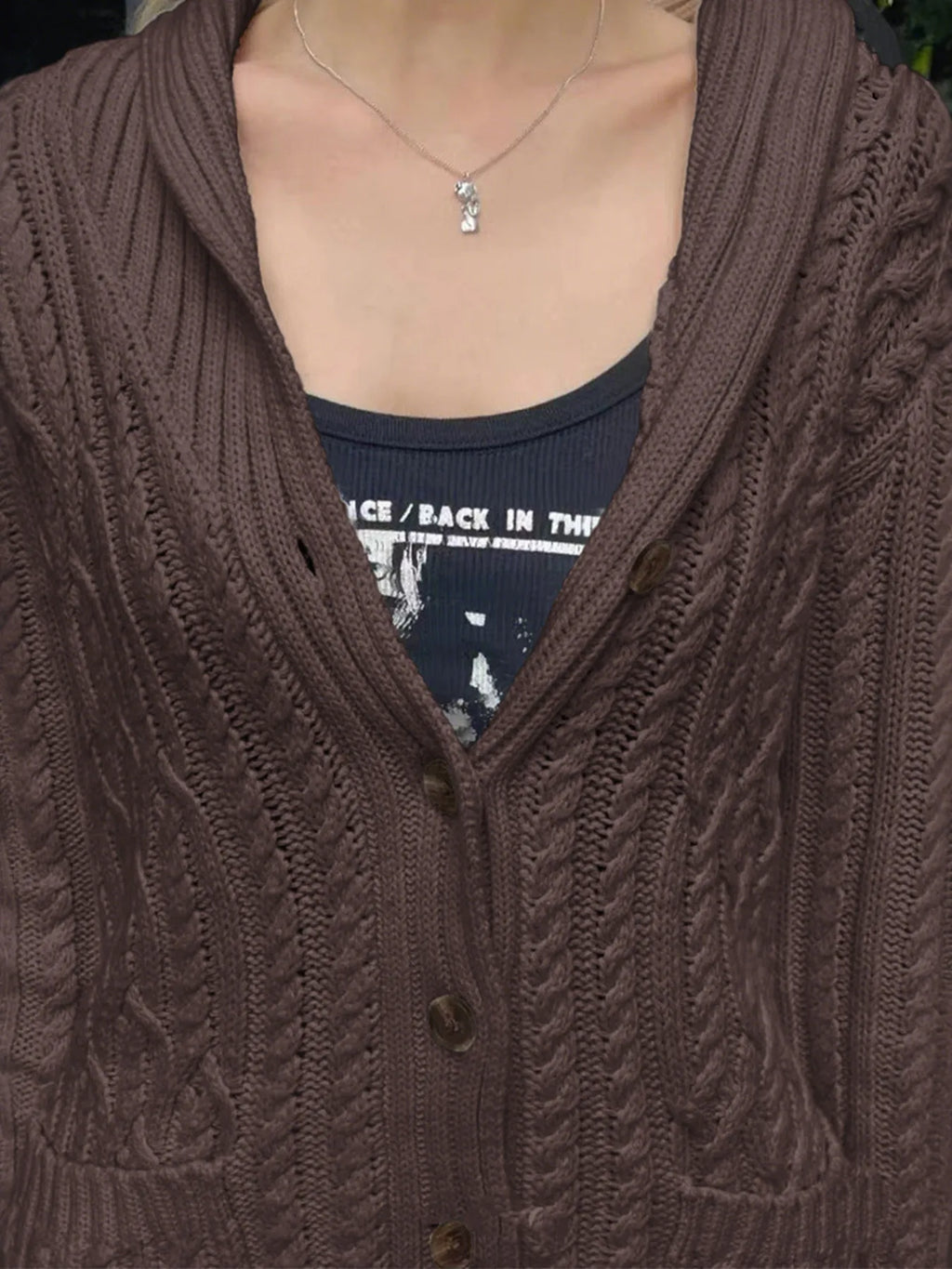 Cable Knit Button Up Cardigan (6)
