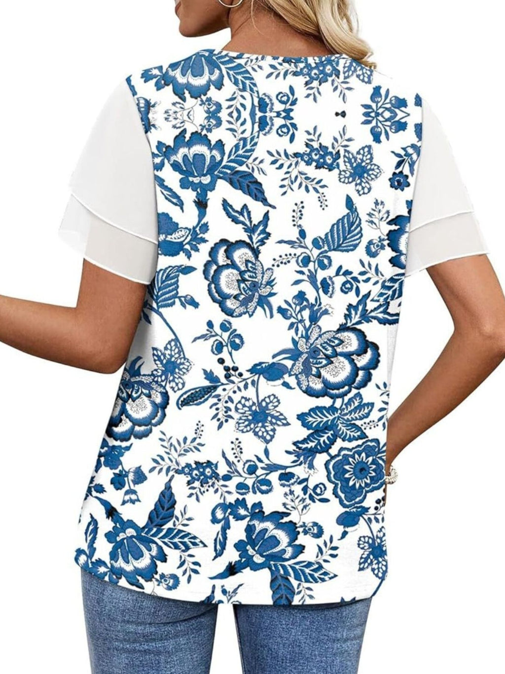 Layered Short Sleeve Round Neck T-shirt (21)