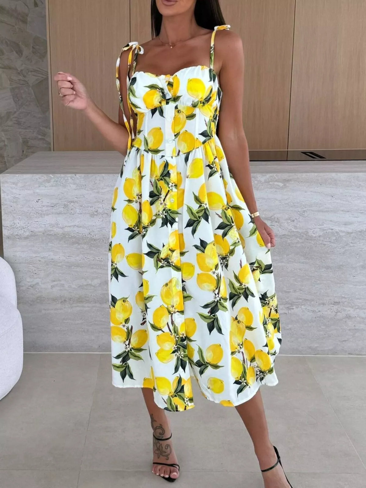 Printed Tie-strap Midi Dress (15)