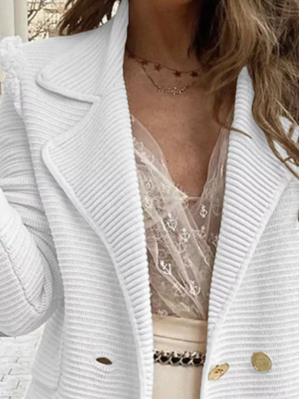Texture Knit Double-breasted Blazer (18)