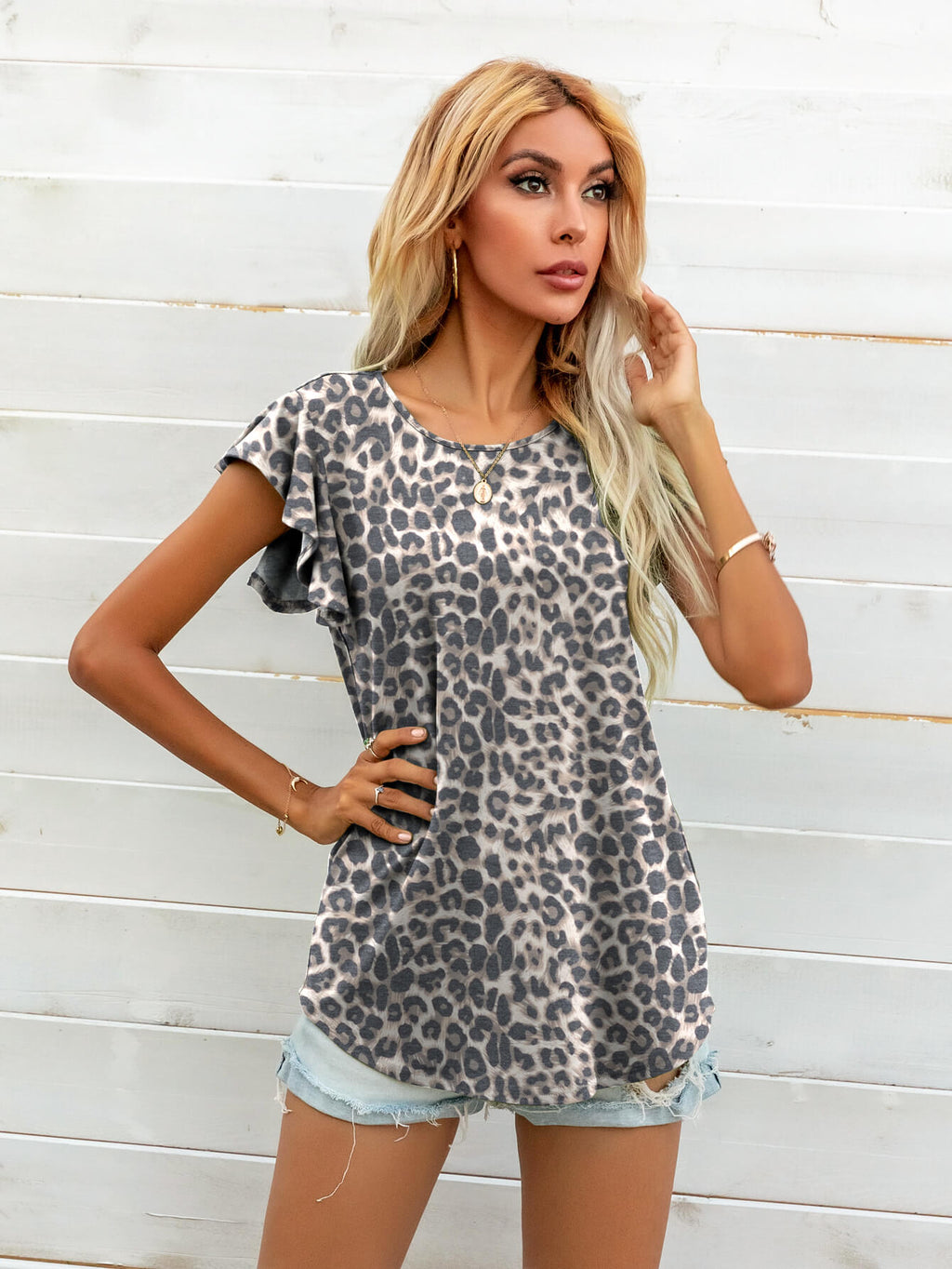 Round Neck Butterfly Sleeve Top (27)