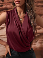 Sleeveless Wrap Draped Blouse (19)
