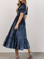 Velvet Smocked Tiered Midi Dress (3)