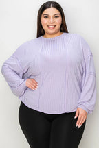 Full Size Ribbed Round Neck Long Sleeve T-shirt (4)