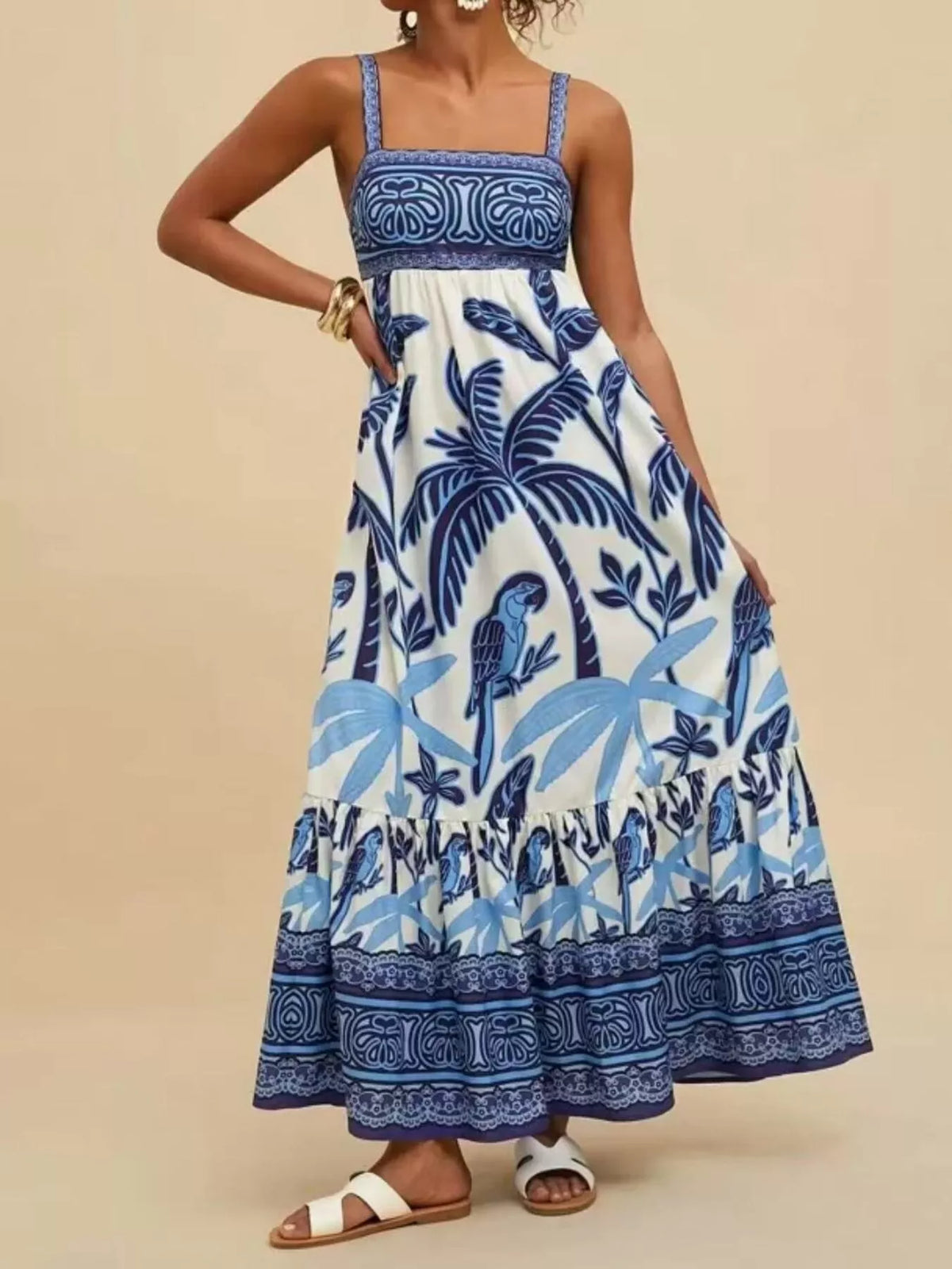 Printed Square Neck Maxi Dress (4)