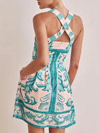 Printed Square Neck Midi Dress (10)
