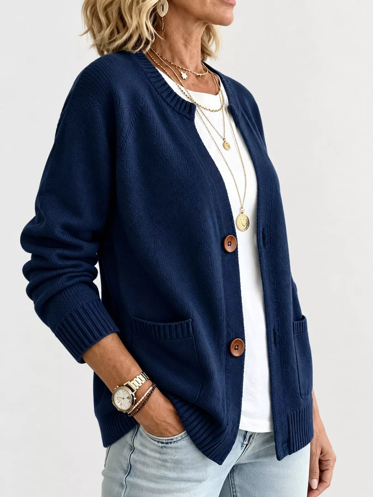 Full Size Button-down Knit Cardigan Plus (7)