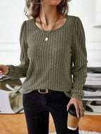 Ribbed Knit Long Sleeve T-shirt (22)
