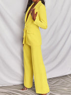 Full Size One Button Blazer Wide-leg Pants Set Plus (11)
