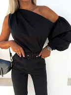 One Shoulder Puff Sleeve Blouse (14)