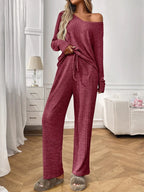 Ribbed Long Sleeve Top Pants Lounge Set (17)