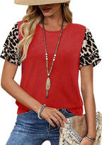 Layered Short Sleeve Round Neck T-shirt (12)