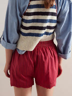 Striped Elastic Waist Shorts (7)