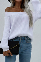Off-shoulder Rib-knit Sweater (6)