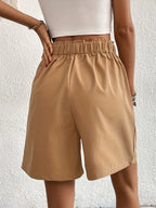 Pocketed Half Elastic Waist Shorts (23)