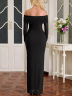 Off-shoulder Ruched Maxi Dress (6)