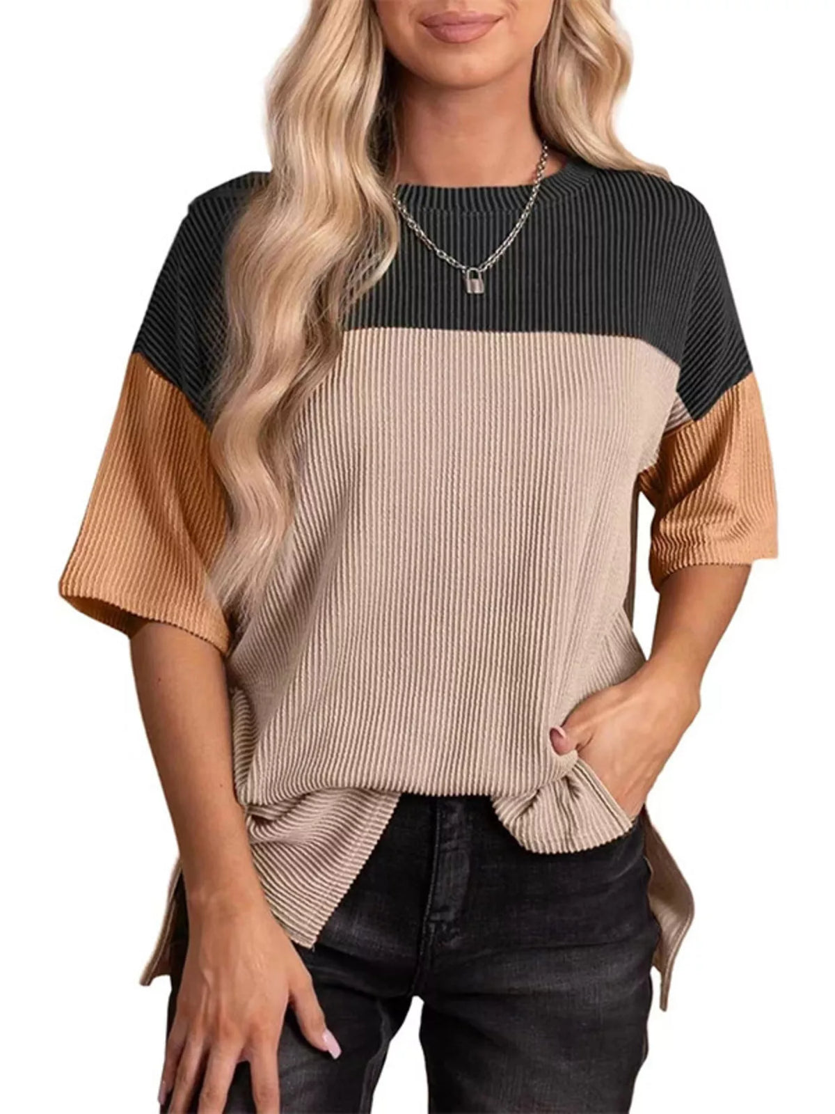 Block Half Sleeve Top (3)