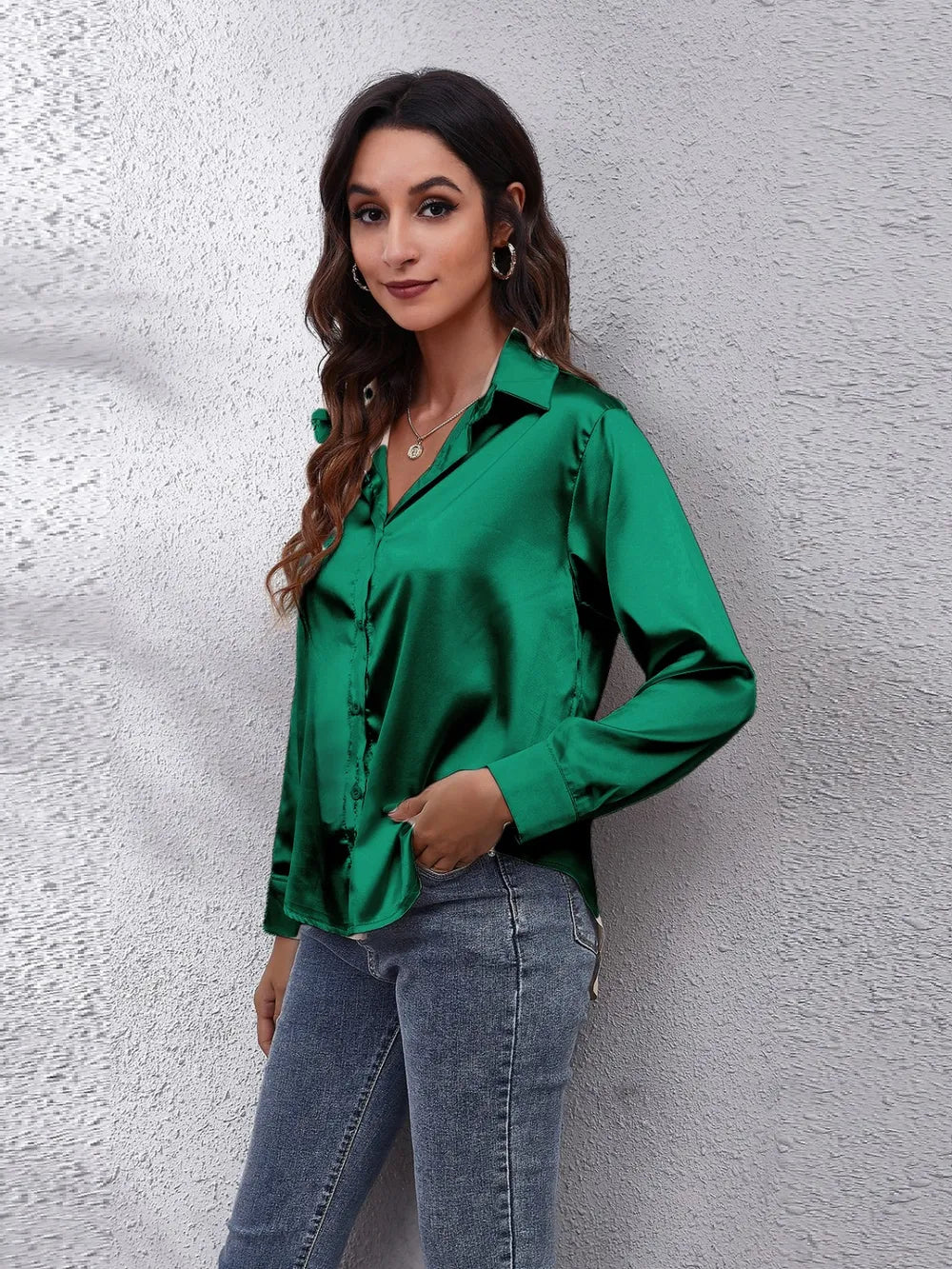 Button Up Collared Neck Long Sleeve Shirt (20)