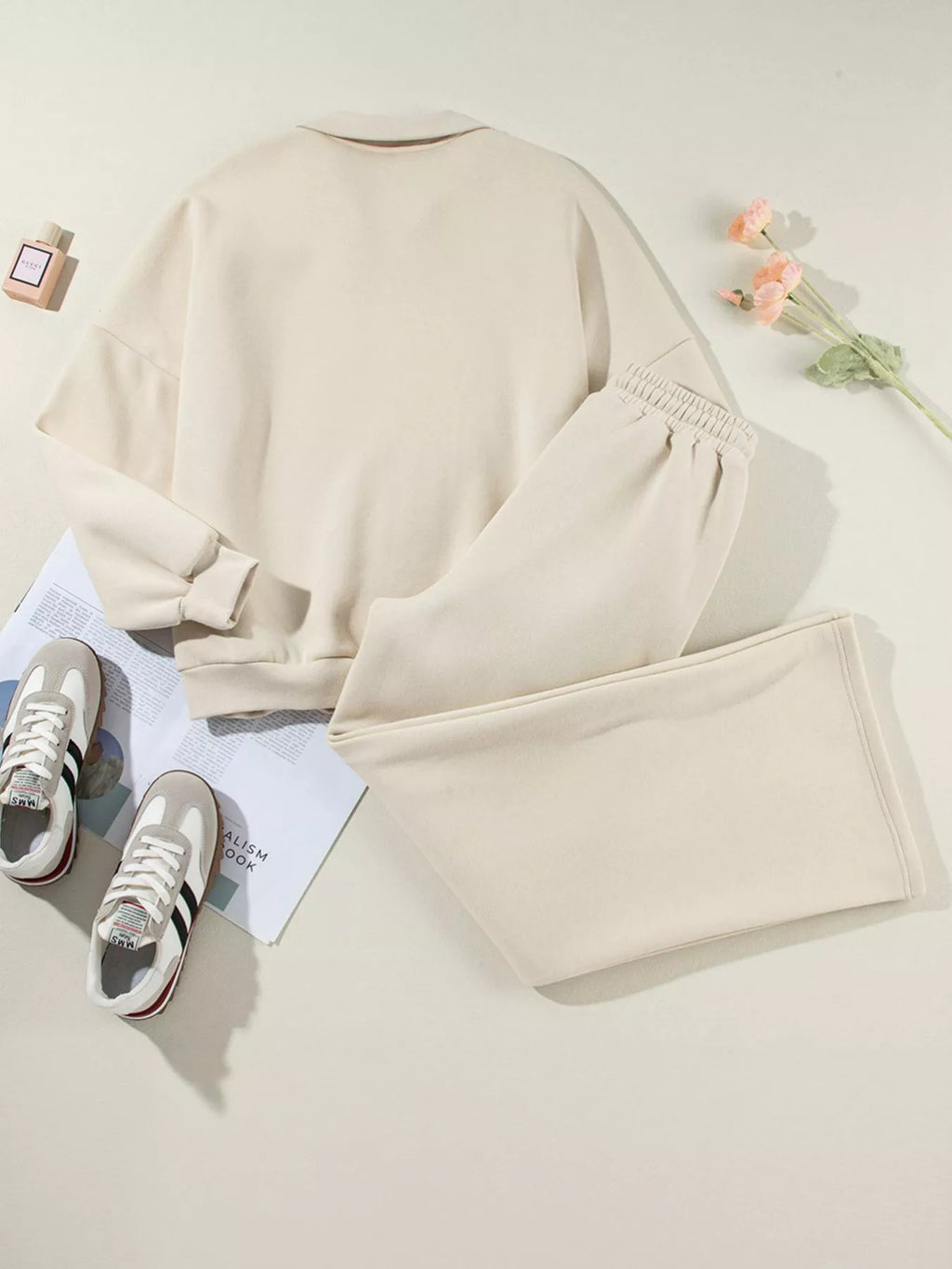 Drop Shoulder Zip Up Jacket Drawstring Pants Active 2pcs Set (7)
