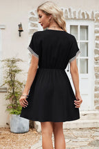 Tassel V-neck Short Sleeve Dress (18)