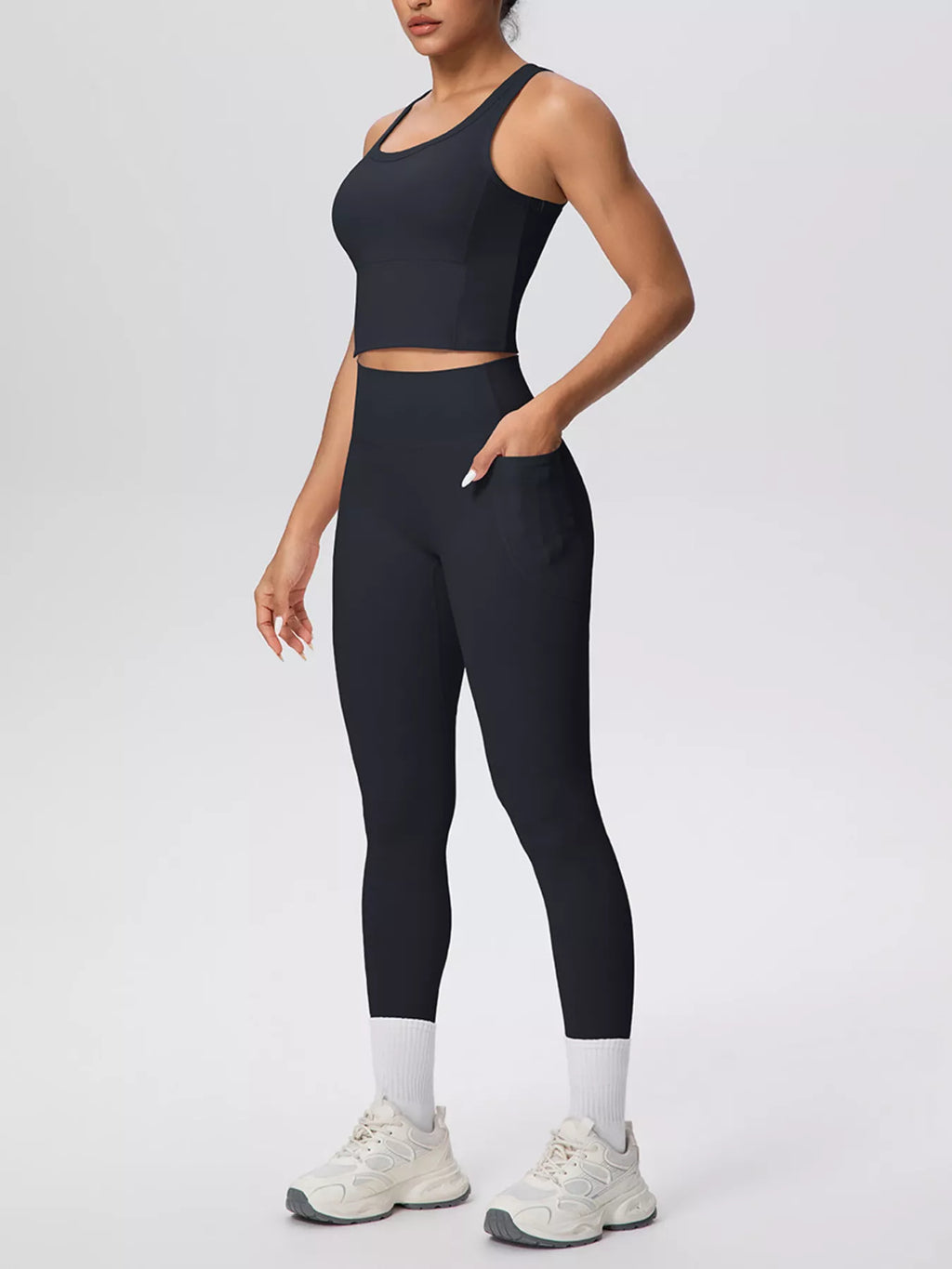 Scoop Neck Tank High-waisted Leggings Active Set (6)