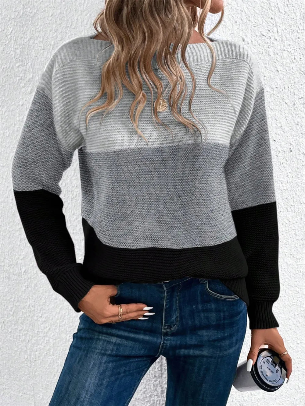 Block Drop Shoulder Long Sleeve Sweater (26)