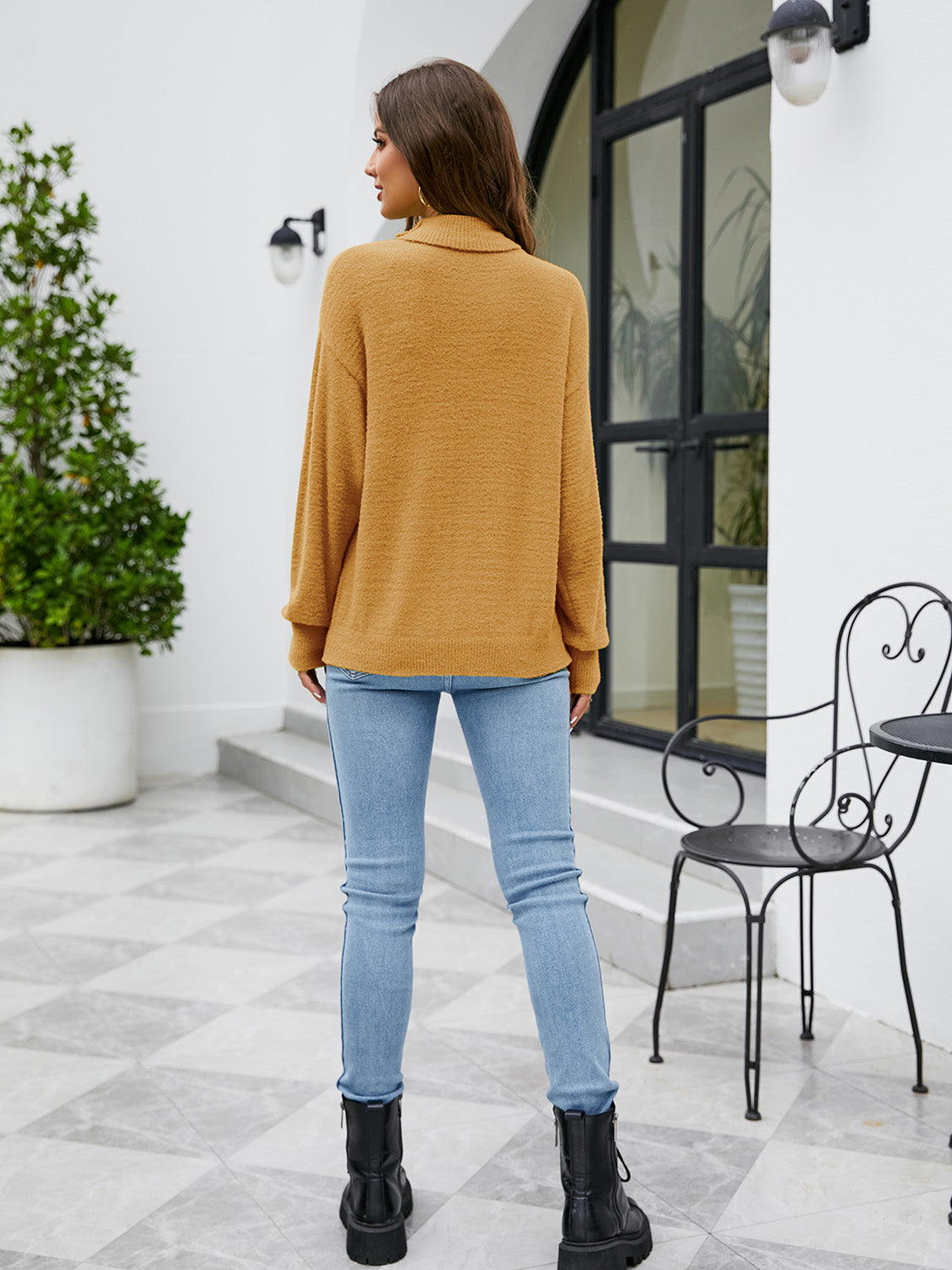 Turtleneck Dropped Shoulder Sweater (12)