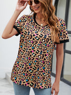 Leopard Round Neck Short Sleeve Tee Shirt (22)
