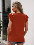 Ruffled Round Neck Cap Sleeve T-shirt (12)