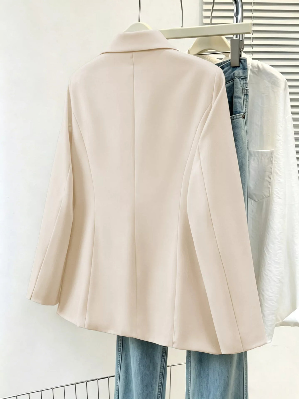 Full Size Single-breasted Lapel Collar Blazer Plus (5)