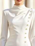 Long-sleeve Bodycon Button Dress (3)