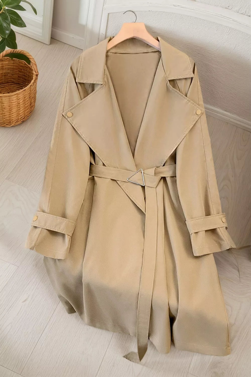 Wide Lapels Belt Trench Coat