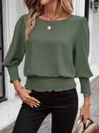 Puff Sleeve Smocked Blouse (9)