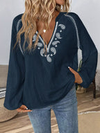 Paisley Notched Balloon Sleeve Blouse (9)