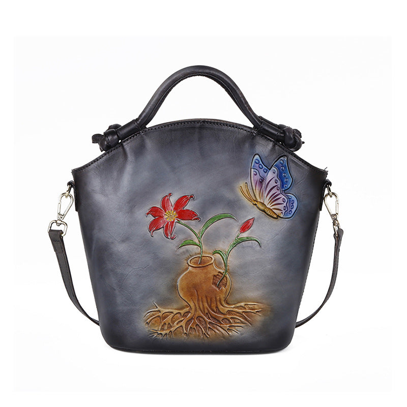 Hand Painted One Shoulder Straddle Bucket Bag variant CJBHNSNS27629-Grey