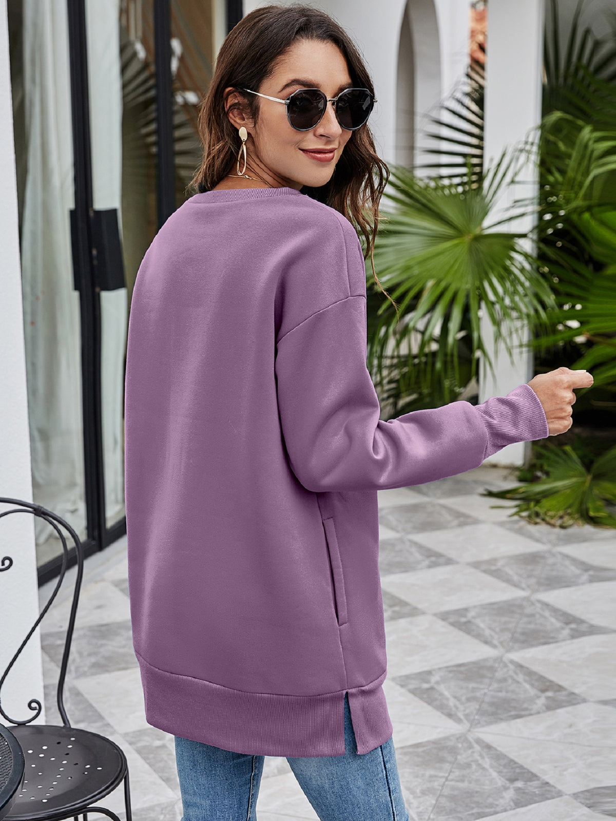 Graphic Round Neck Dropped Shoulder Sweatshirt (2)