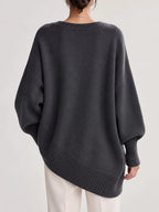 Full Size V-neck Oversized Batwing Sleeve Sweater Plus (27)