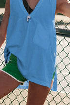 Side Slit V-neck Tank (5)