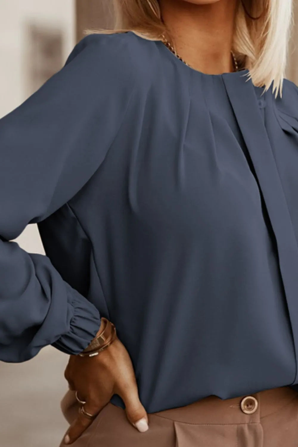 Button Up Round Neck Long Sleeve Shirt (31)