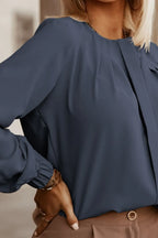 Button Up Round Neck Long Sleeve Shirt (31)