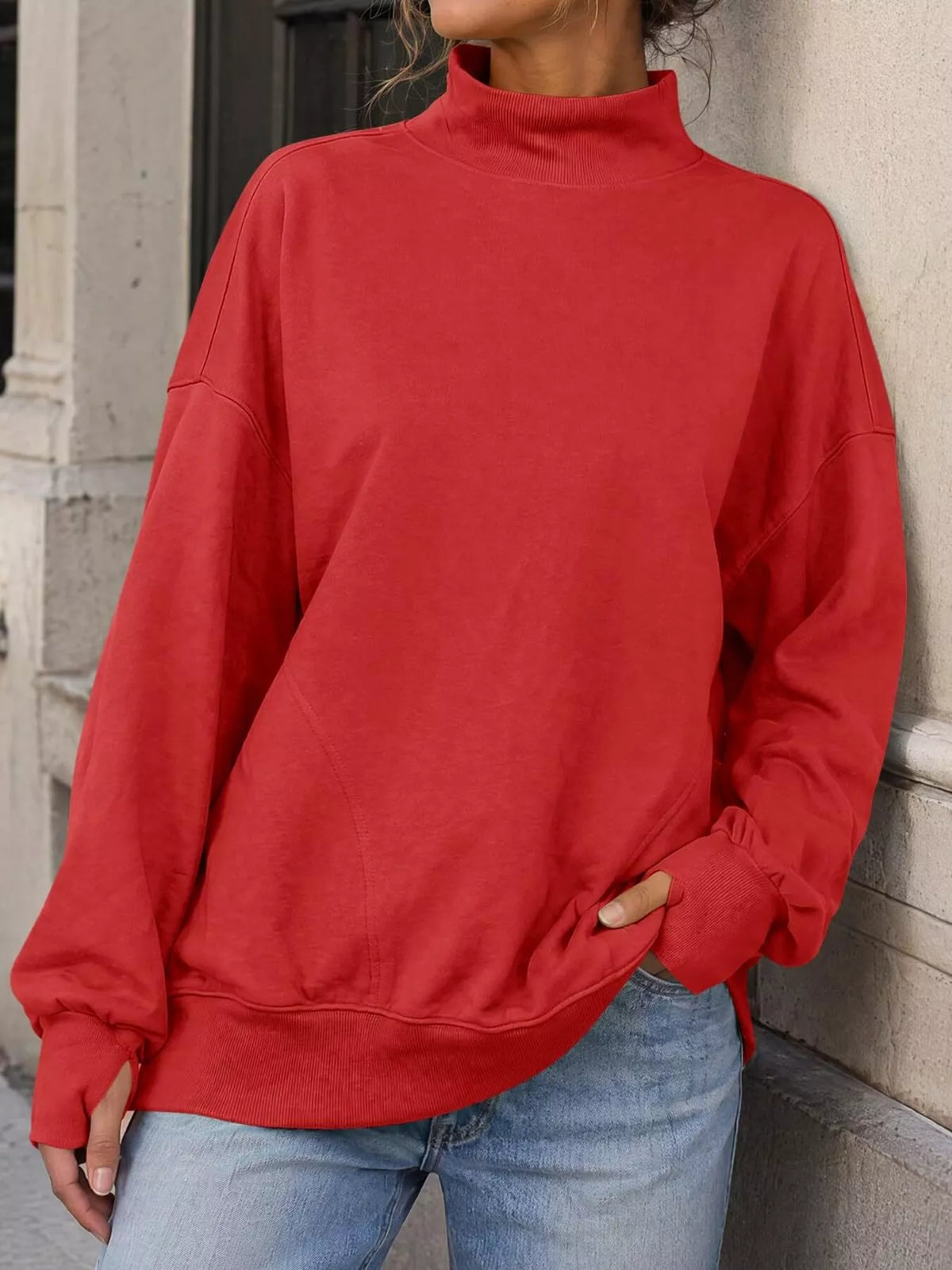 Mock Neck Oversized Sweatshirt (2)