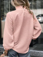Smocked Frill Mock Neck Long Sleeve Blouse (10)
