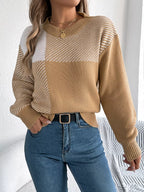 Block Striped Round Neck Sweater (5)