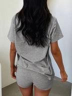 V-neck T-shirt Shorts Set (21)