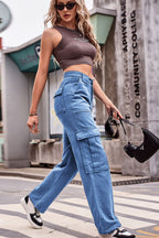 Buttoned High Waist Loose Fit Jeans (9)
